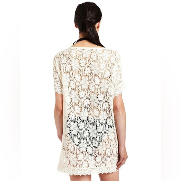 JOIE a la plage Balton Lace Tunic in Off White size XS swim cover up crochet - Picture 2 of 9